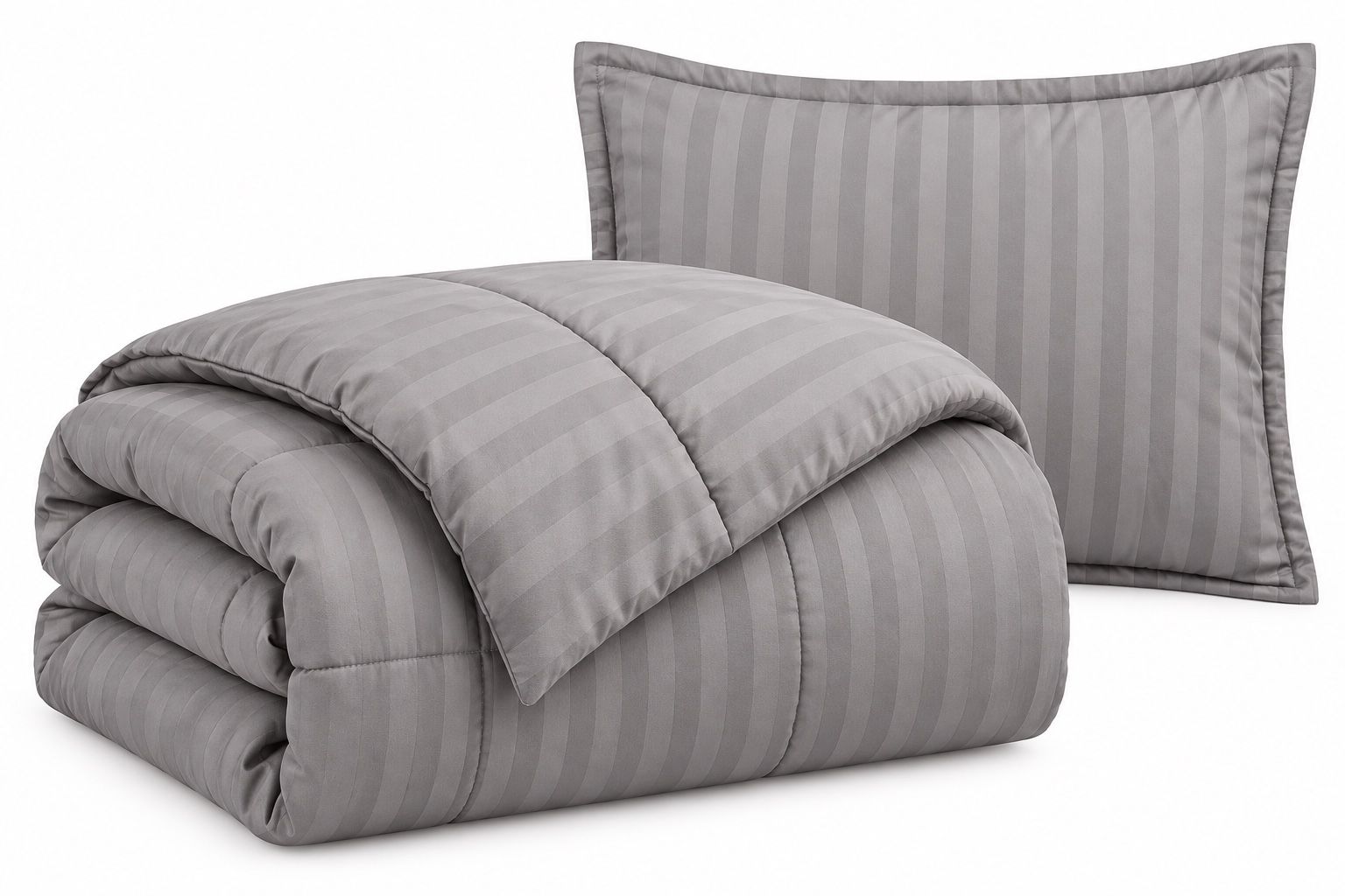 Twin Gray Stripe 2-Piece Comforter Set