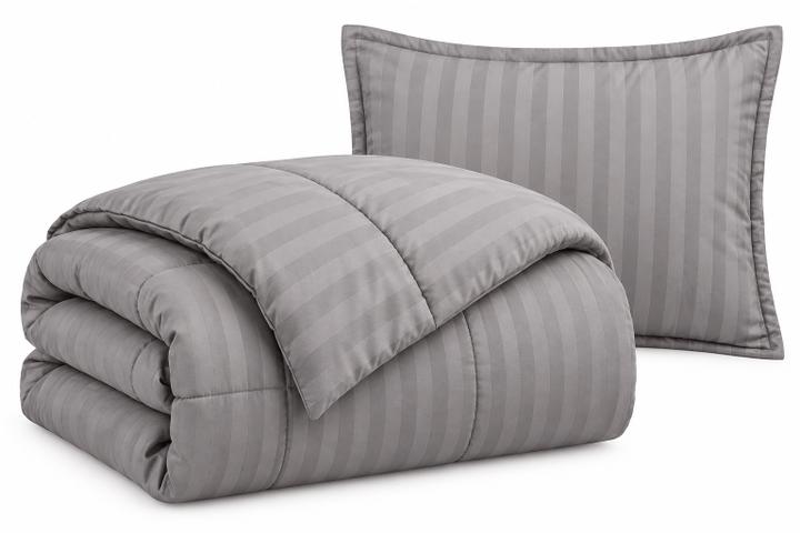 Twin Gray Stripe 2-Piece Comforter Set
