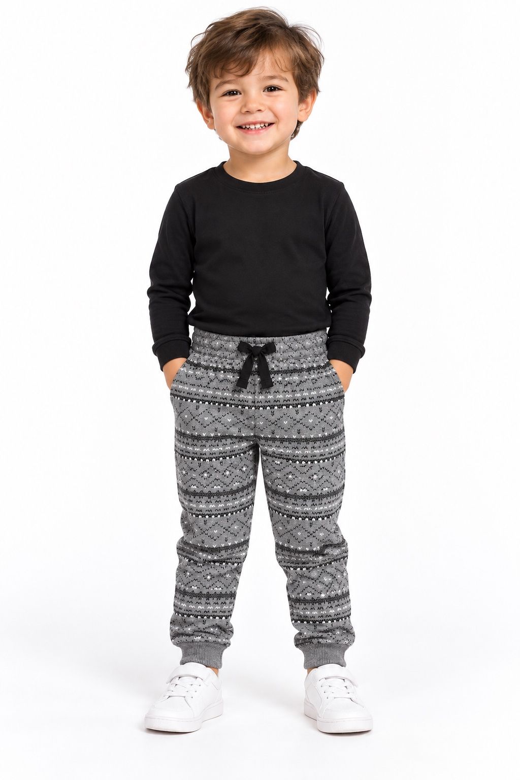 Toddler Gray Geometric Print Jogger Pants, photo 2