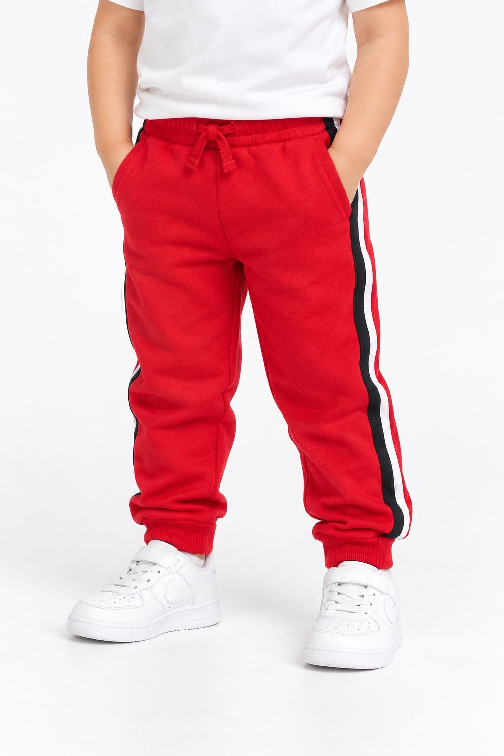 First Impressions Red Toddler Jogger Pants with Side Stripes, photo 2