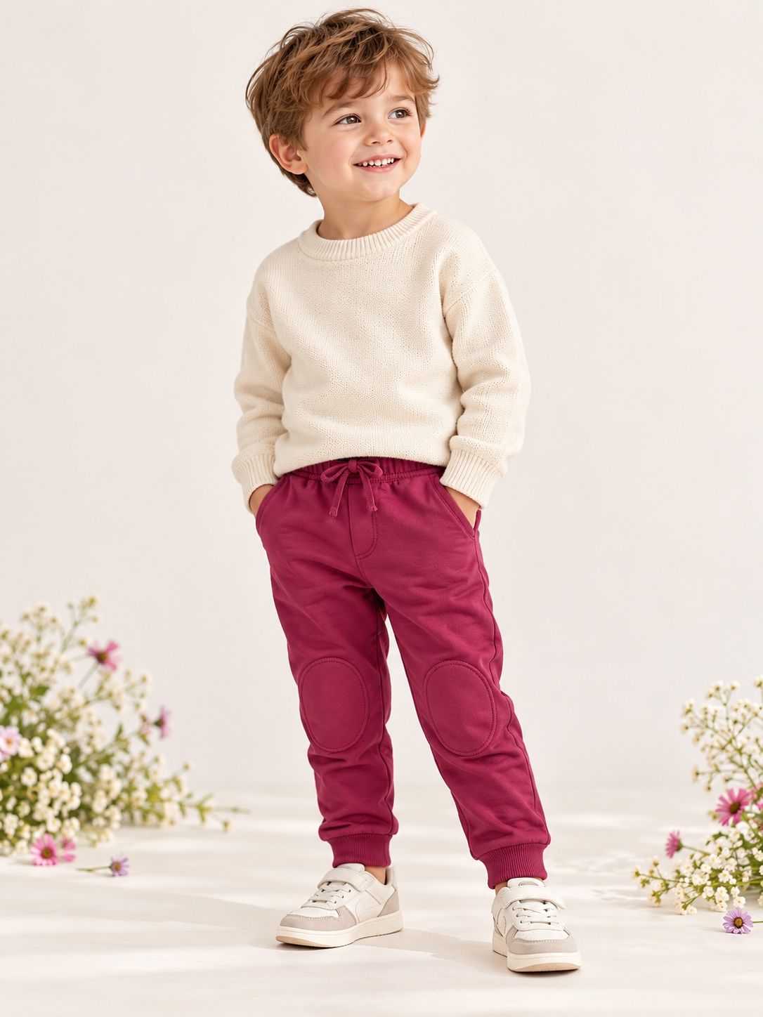 First Impressions Berry Toddler Jogger Pants with Knee Patches, photo 2