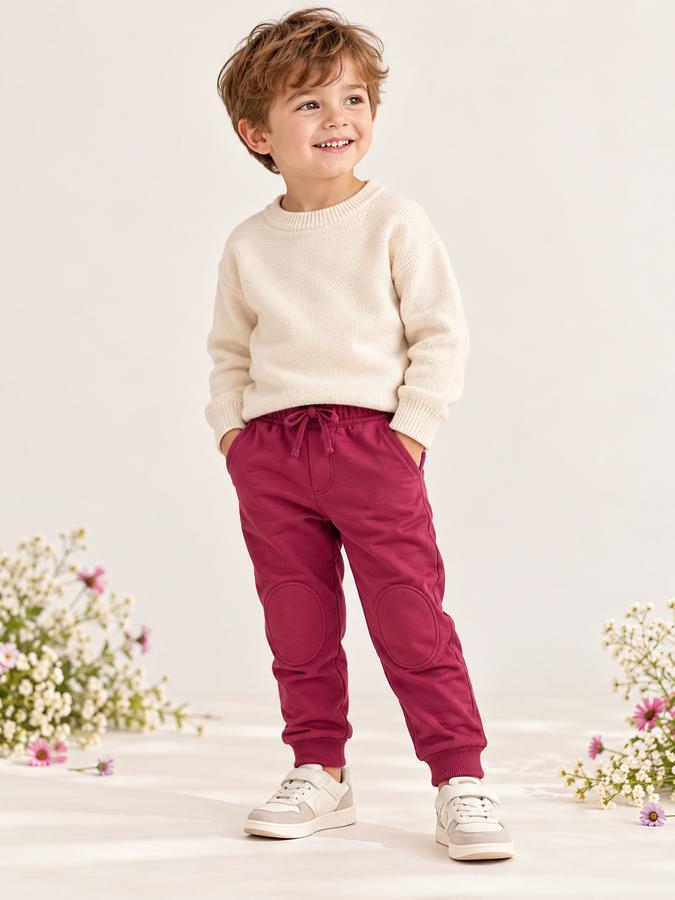 First Impressions Berry Toddler Jogger Pants with Knee Patches, photo 2