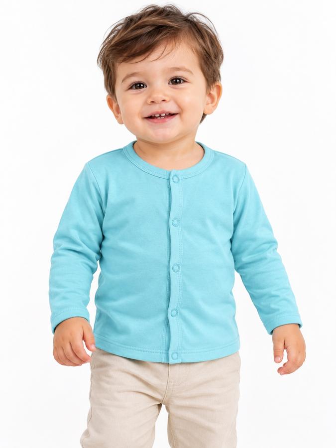 First Impressions Aqua Blue Baby Snap-Front Top, photo 2