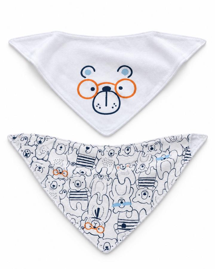 Baby Bear Print Bandana Bib Set – 2 Pieces