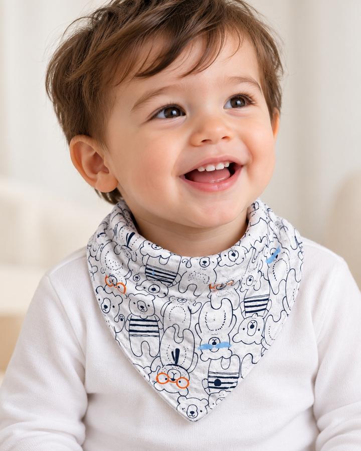 Baby Bear Print Bandana Bib Set – 2 Pieces, photo 2