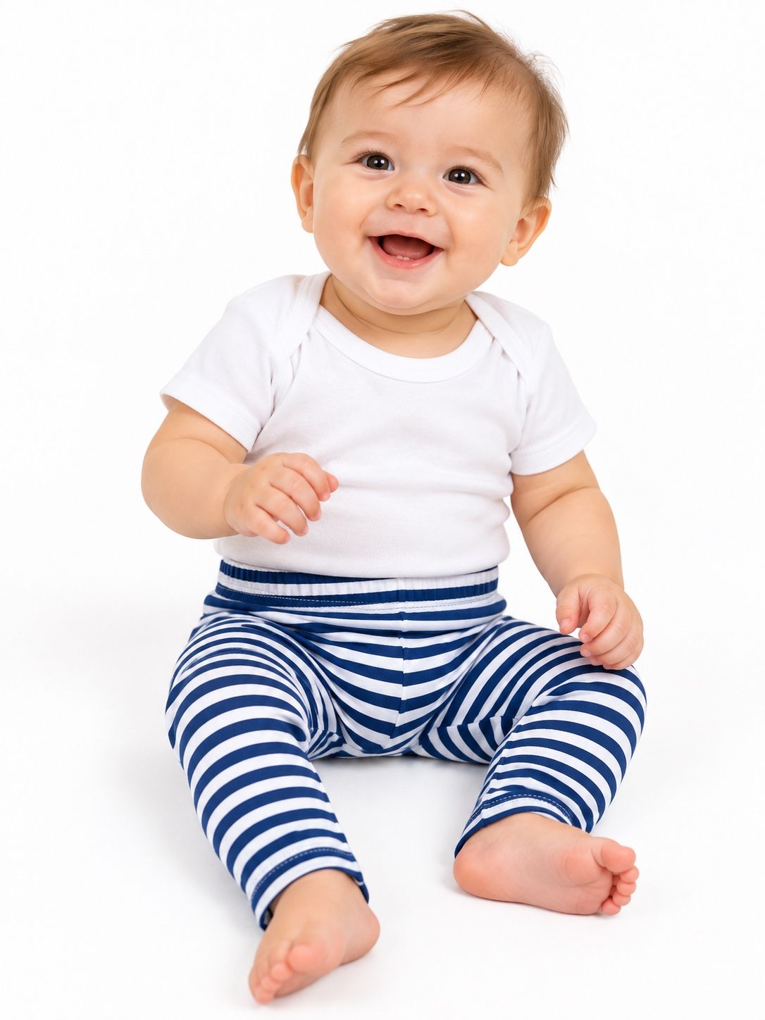 First Impressions Navy and White Striped Baby Leggings, photo 2
