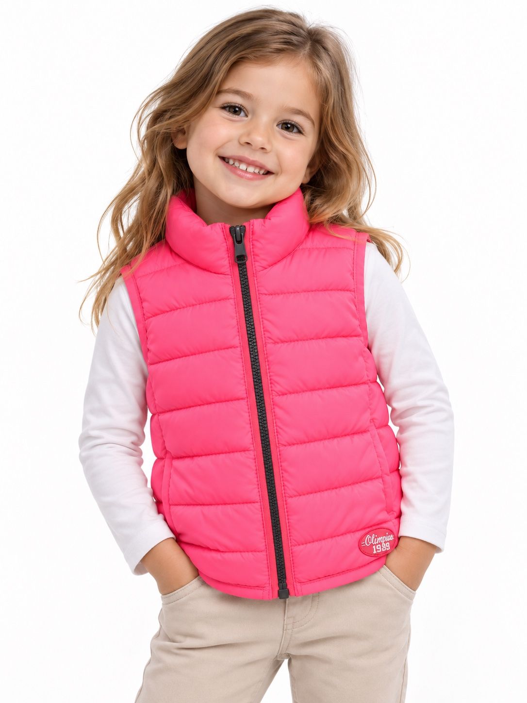 Olimpias Bright Pink Quilted Girls’ Vest, photo 2