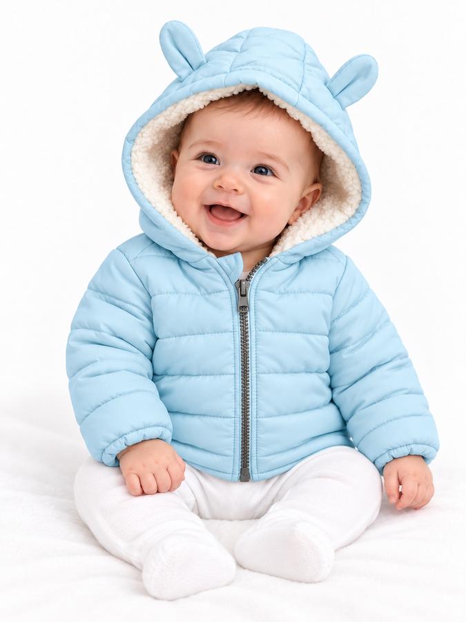 First Impressions Light Blue Sherpa-Lined Baby Jacket, photo 2