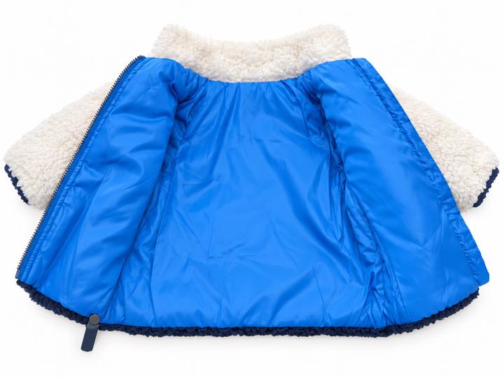 First Impressions Baby Boy Sherpa Jacket – White & Navy, photo 3