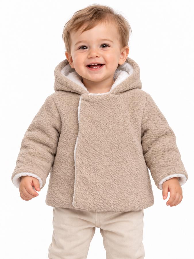 First Impressions Beige Fleece-Lined Hooded Jacket, photo 2