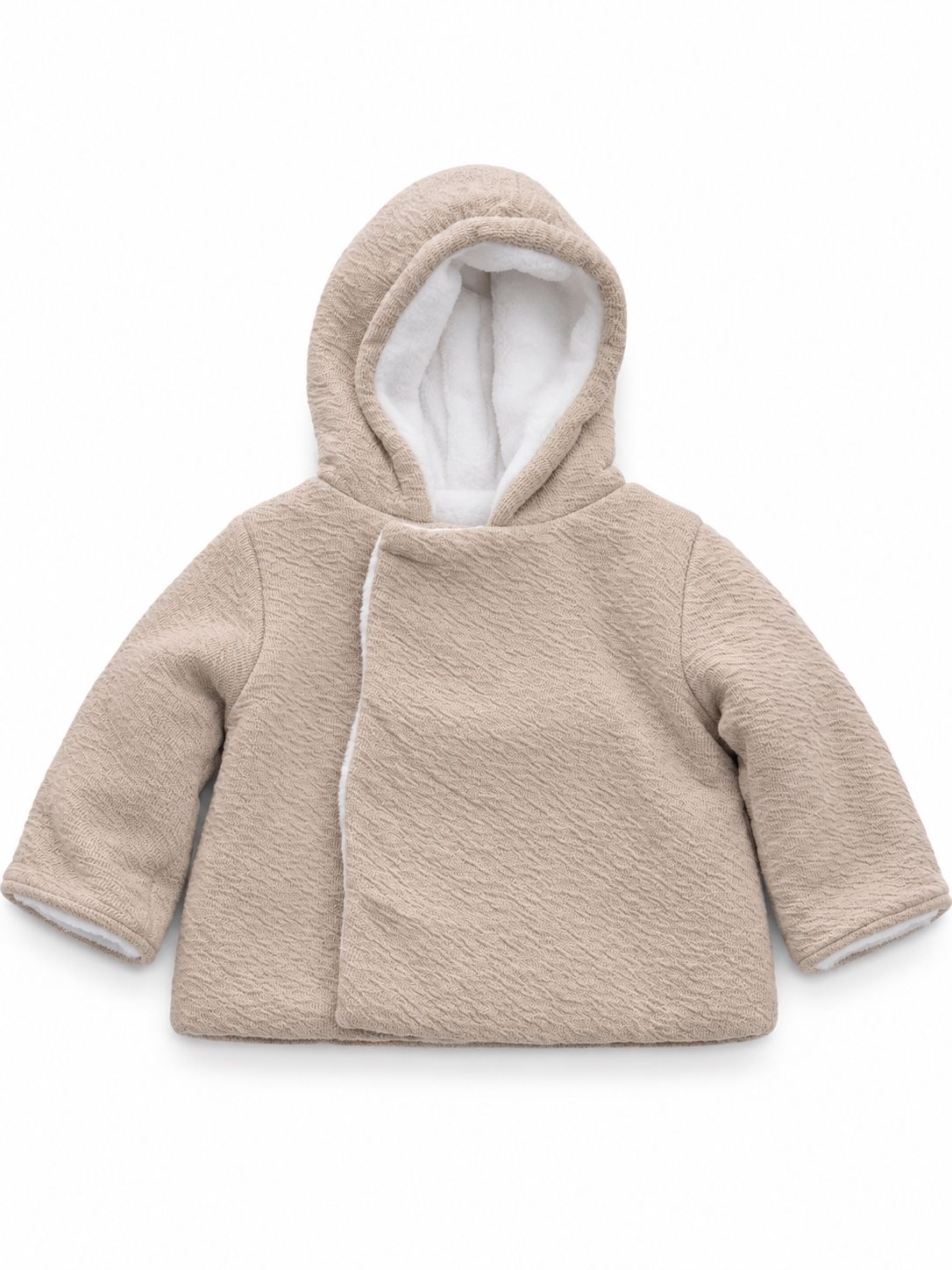 First Impressions Beige Fleece-Lined Hooded Jacket