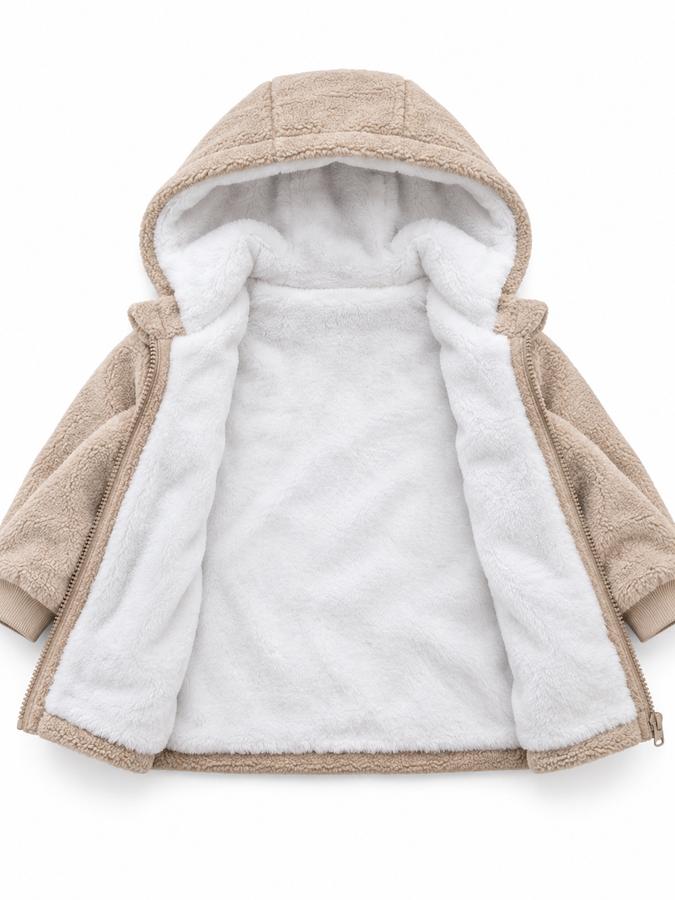 First Impressions Beige Fleece-Lined Hooded Jacket, photo 3