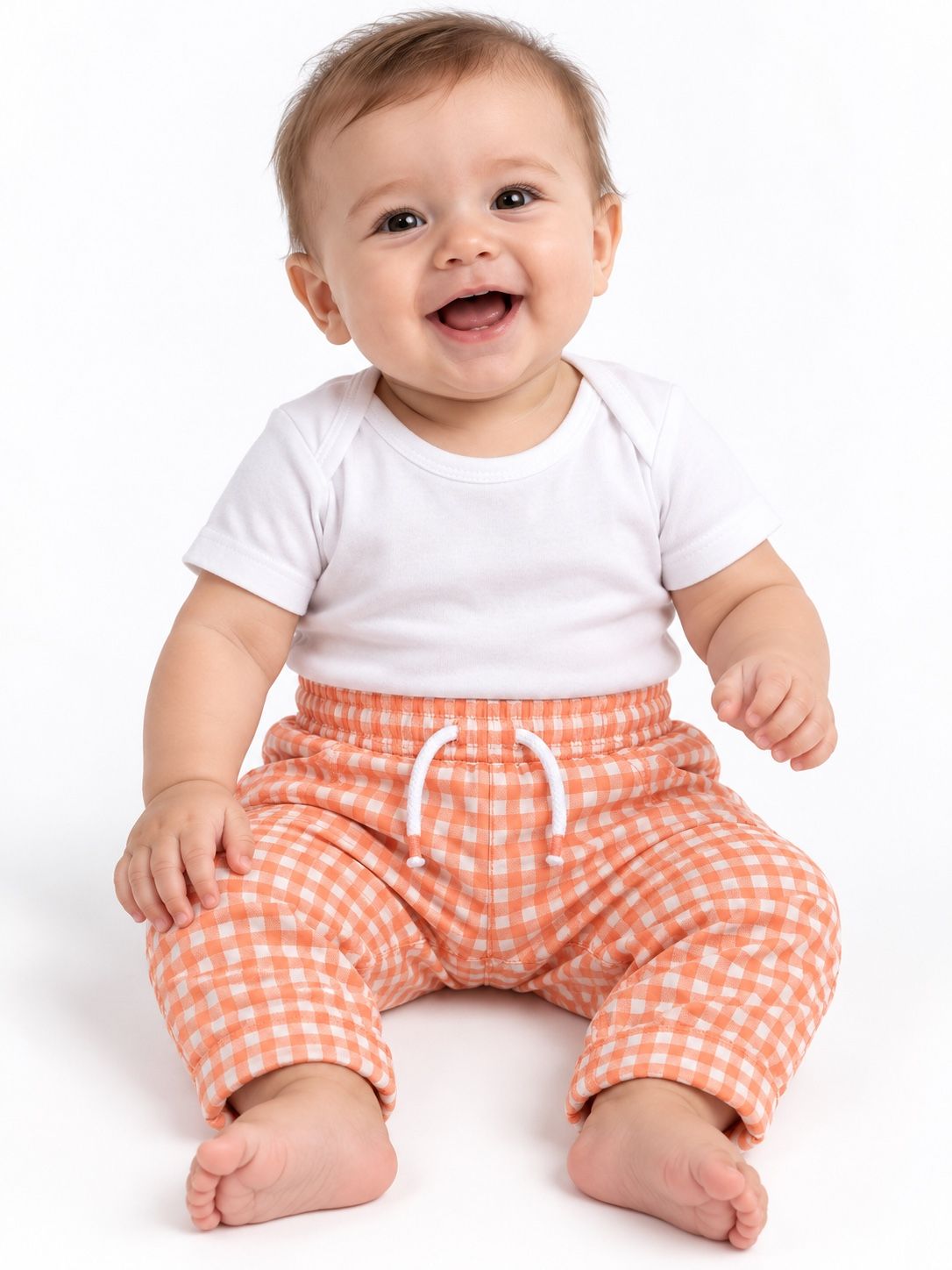 Kanz Peach Gingham Baby Pants, photo 2
