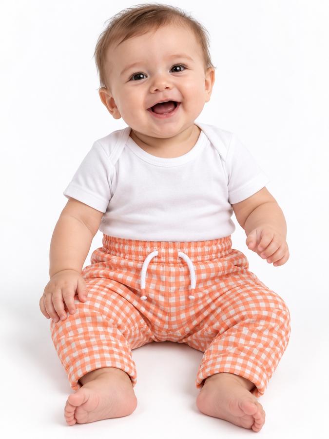 Kanz Peach Gingham Baby Pants, photo 2