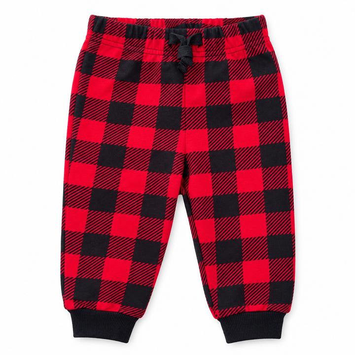 Baby Boy Red & Black Plaid Jogger Pants