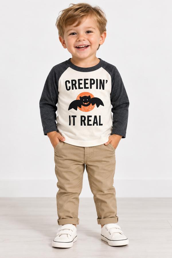 First Impressions “Creepin’ It Real” Raglan Baby Shirt, photo 2