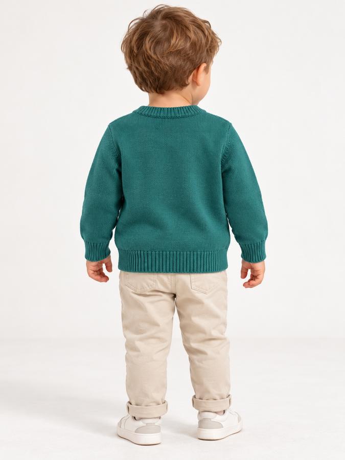 First Impressions Teal Penguin Baby Sweater, photo 3
