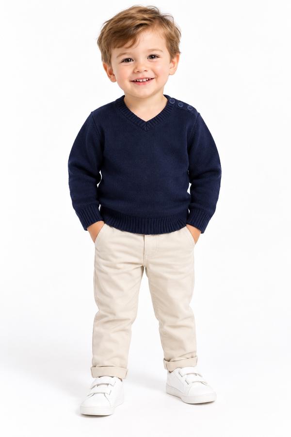 Olimpia Navy Blue V-Neck Baby Sweater, photo 2