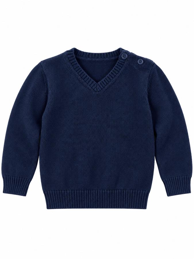 Olimpia Navy Blue V-Neck Baby Sweater