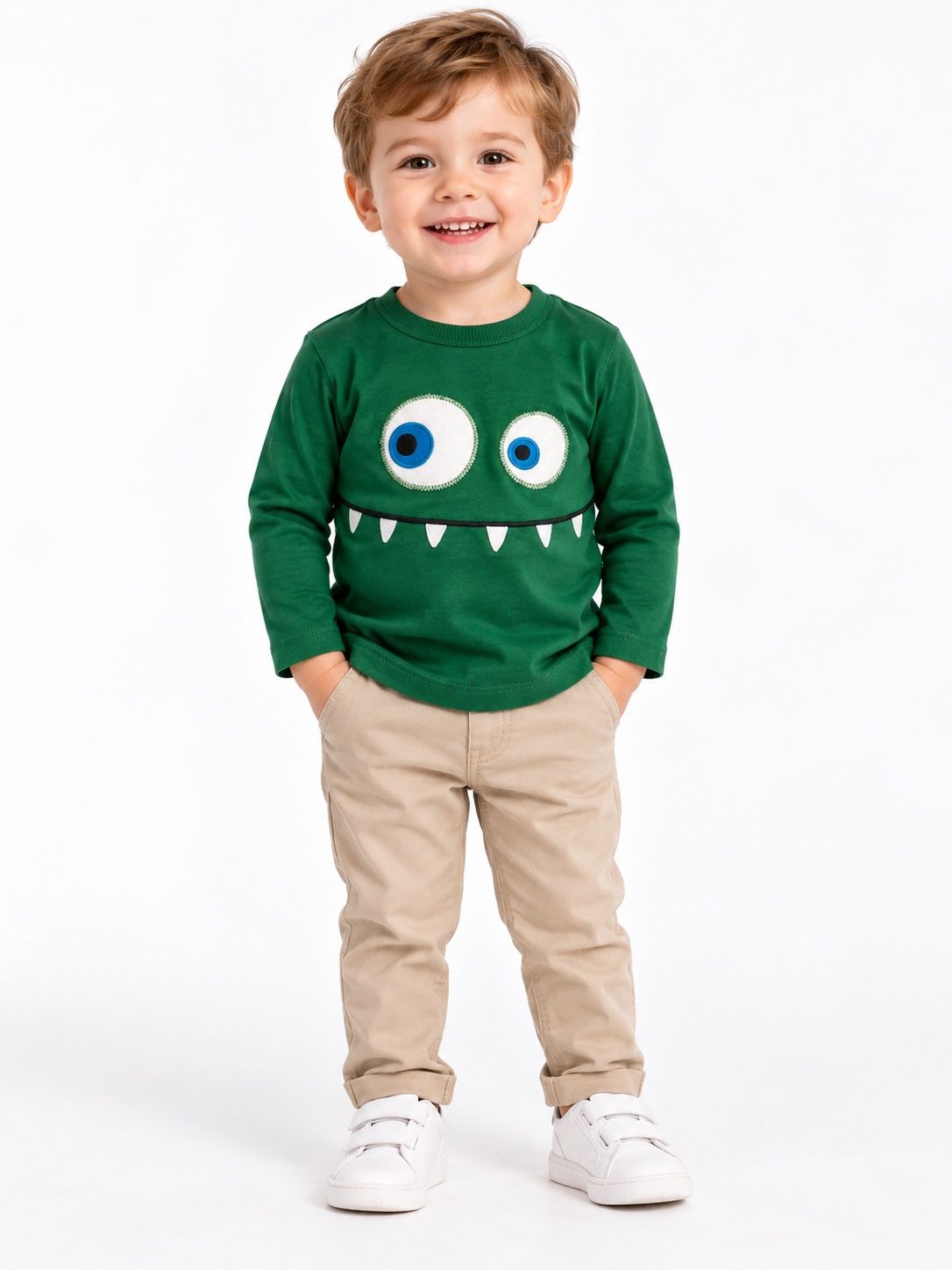 First Impressions Green Monster Face Baby Shirt, photo 2