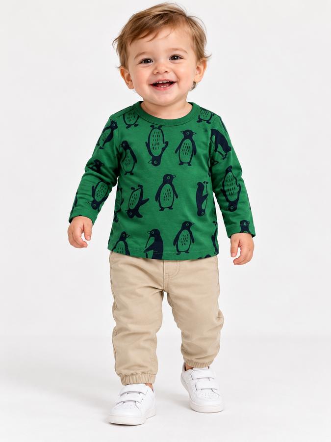 First Impressions Green Penguin Print Baby Shirt, photo 2