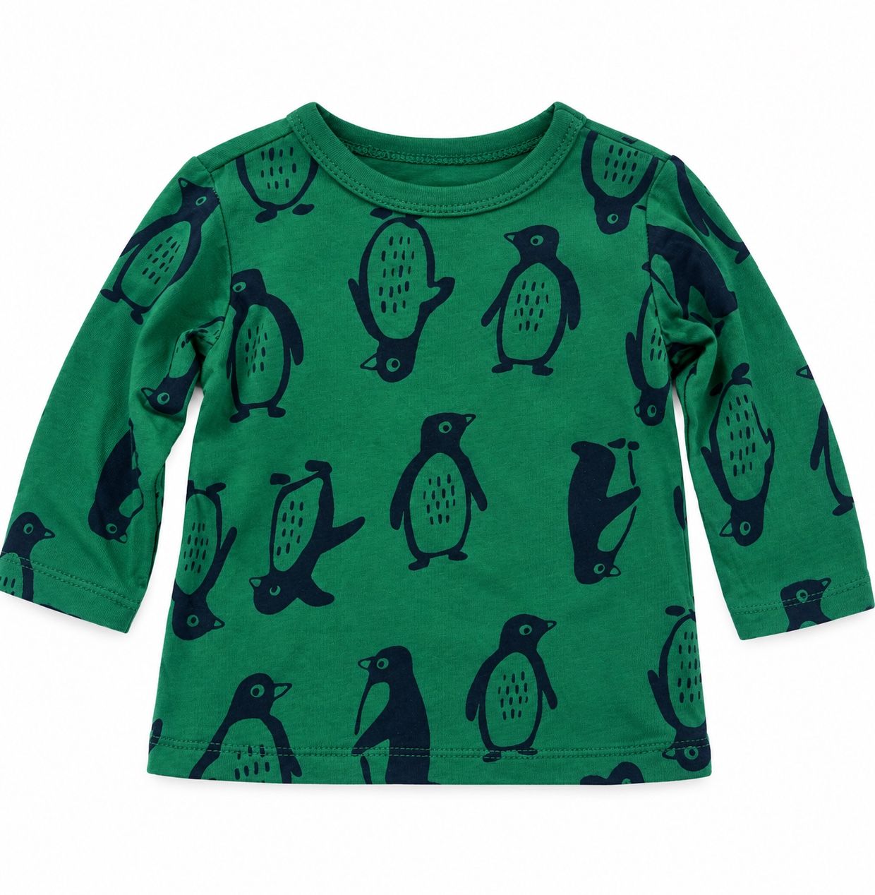 First Impressions Green Penguin Print Baby Shirt