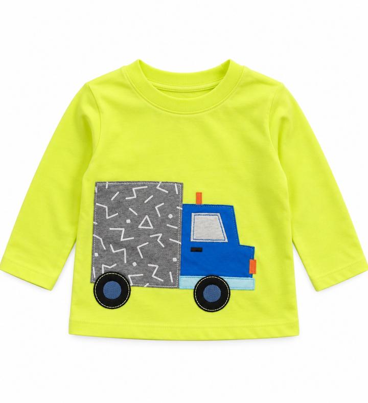First Impressions Lime Green Truck Baby Shirt
