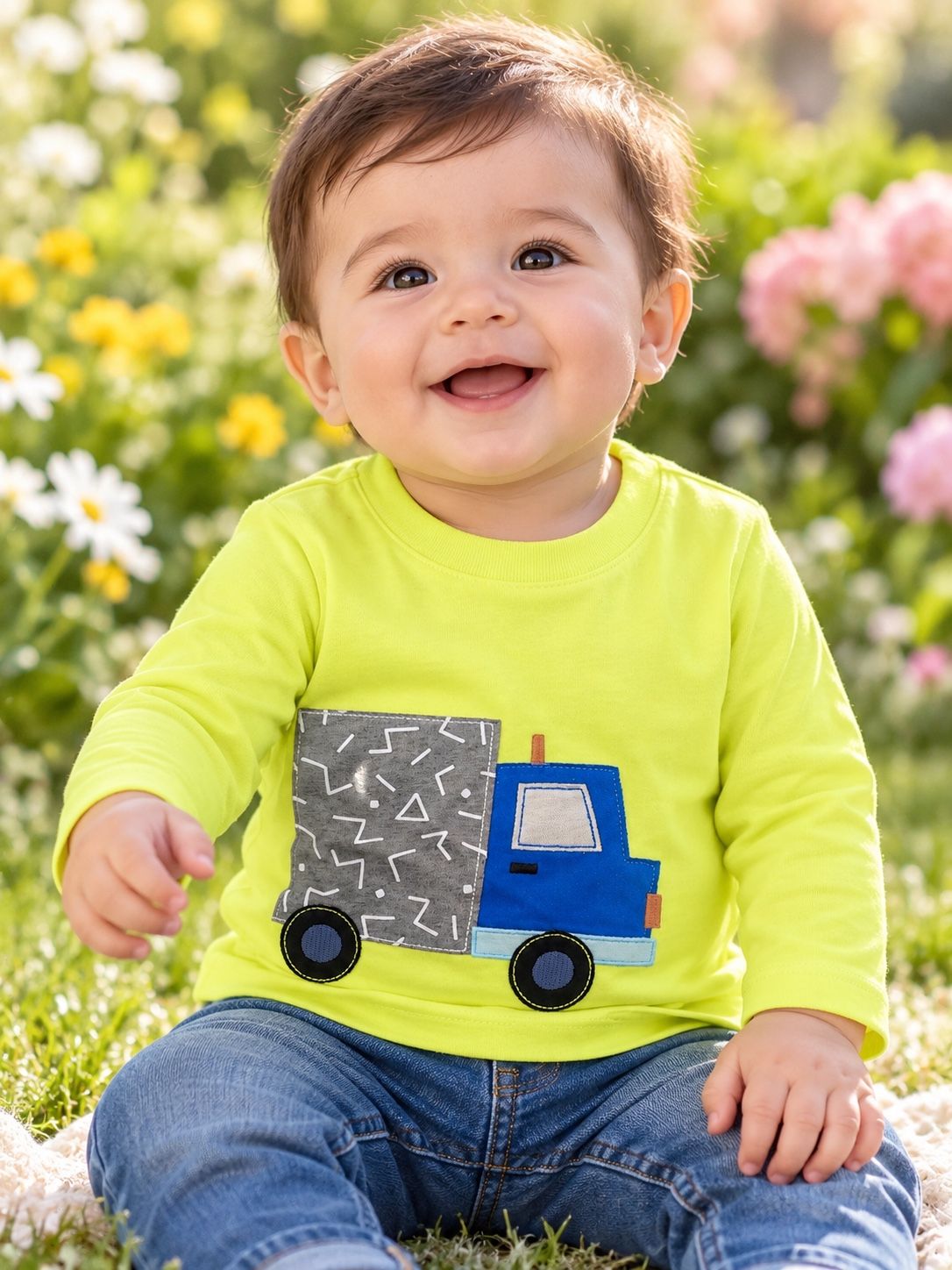First Impressions Lime Green Truck Baby Shirt, photo 2