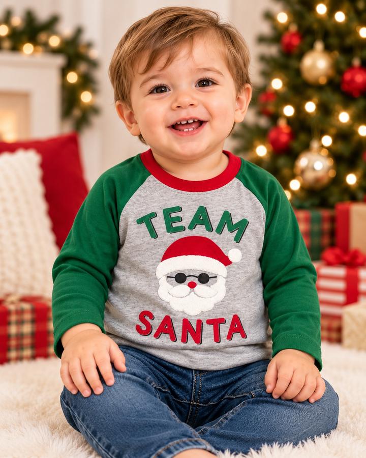 First Impressions Baby Boy “Team Santa” Christmas Shirt, photo 2