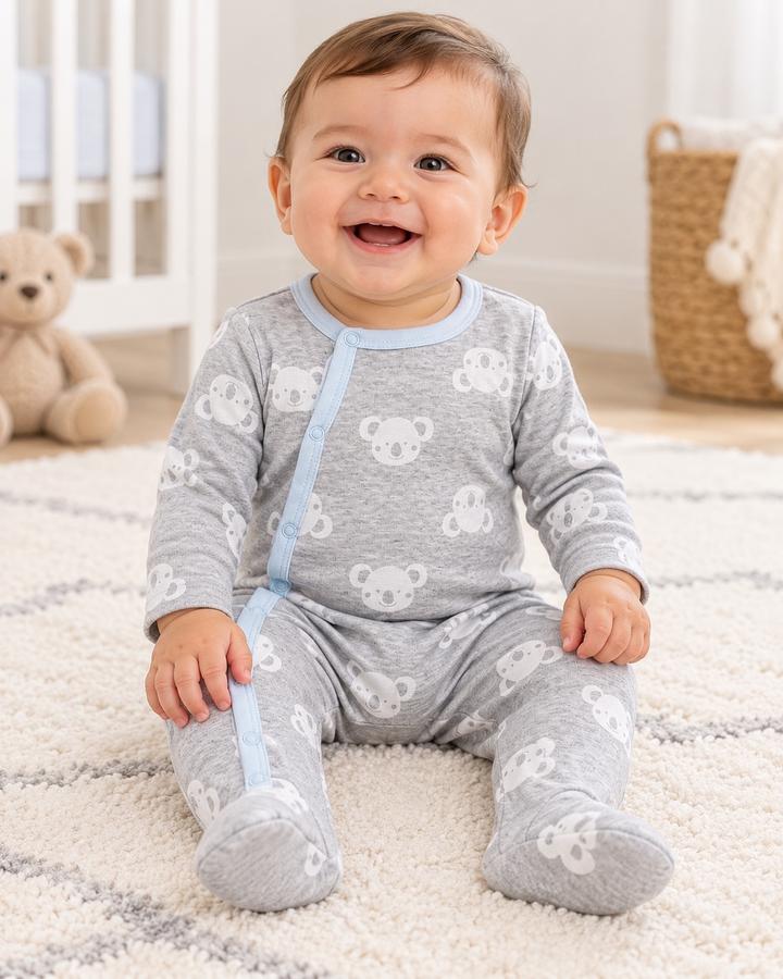 First Impressions Baby Koala Print Footed Sleeper with Matching Cap – 2-Piece Set, photo 2
