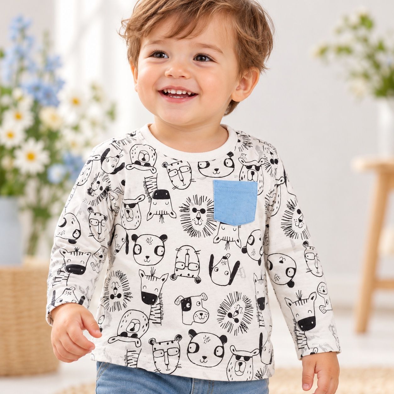 First Impressions Toddler Animal Print Long-Sleeve Shirt, photo 2