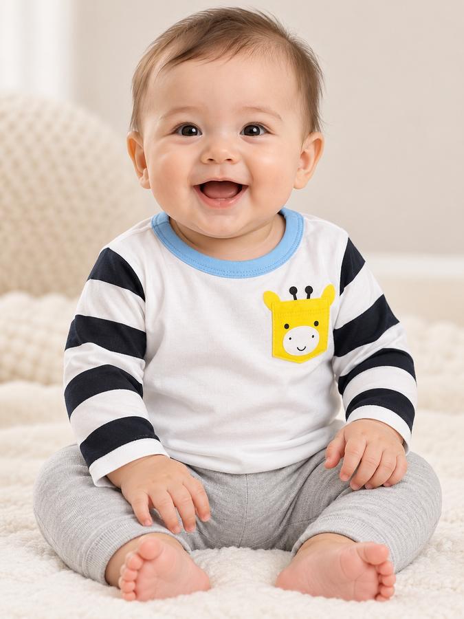 First Impressions Baby Giraffe Pocket Long-Sleeve Shirt, photo 2