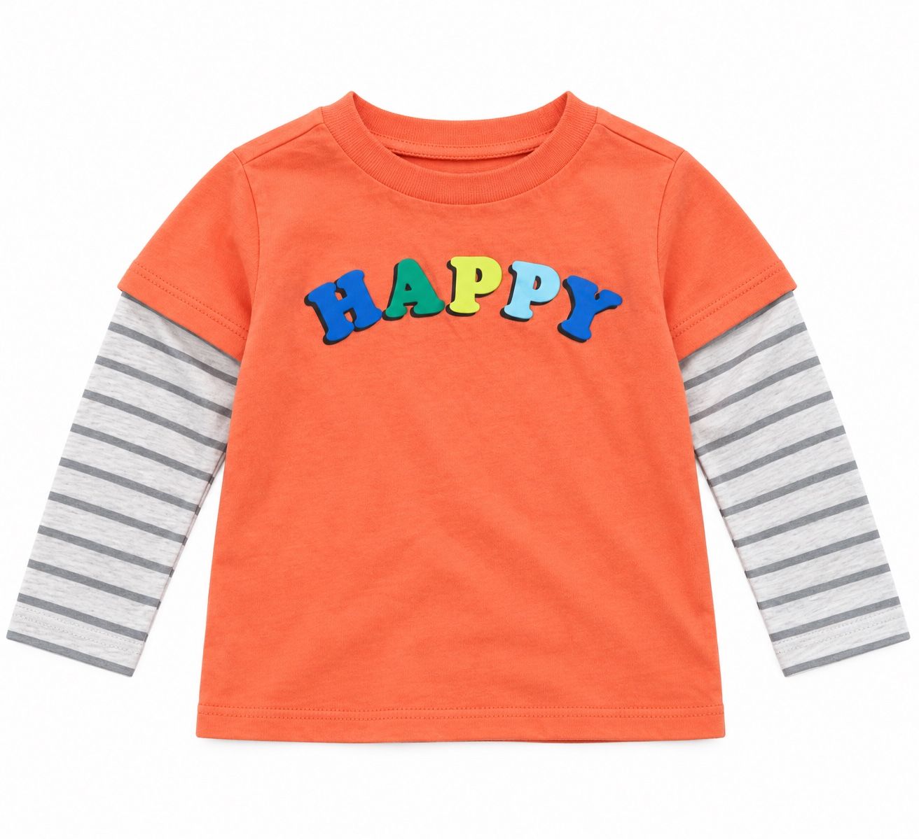 First Impressions Baby “HAPPY” Layered-Look Long-Sleeve Shirt