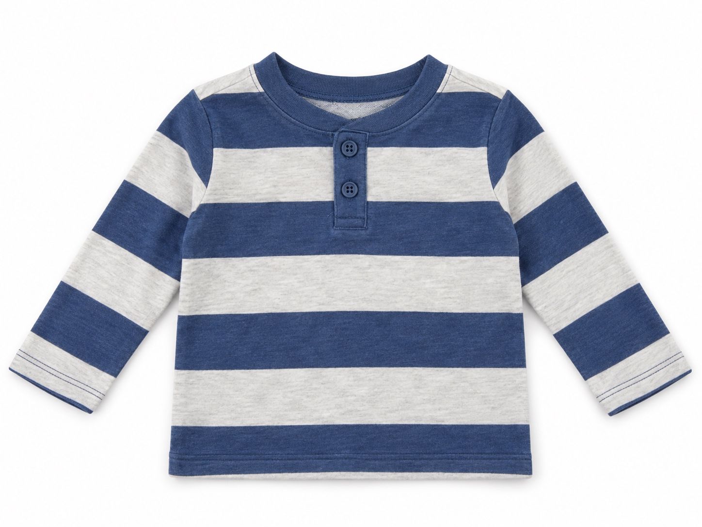 First Impressions Baby Boy Blue & Gray Striped Long-Sleeve Shirt