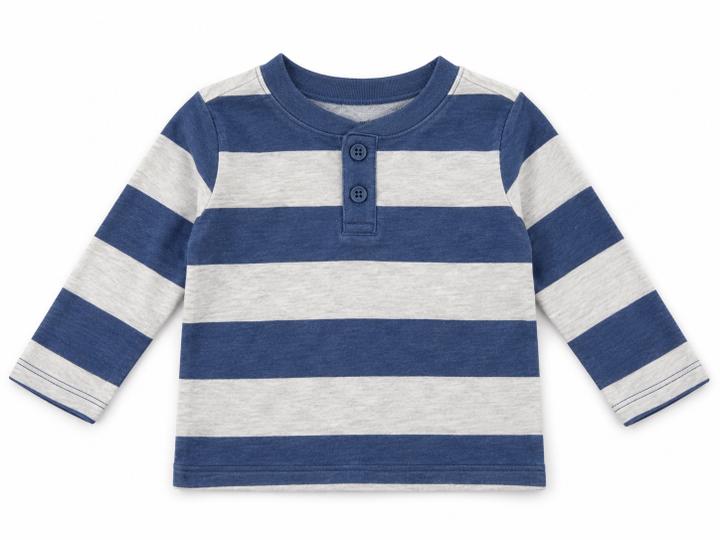 First Impressions Baby Boy Blue & Gray Striped Long-Sleeve Shirt
