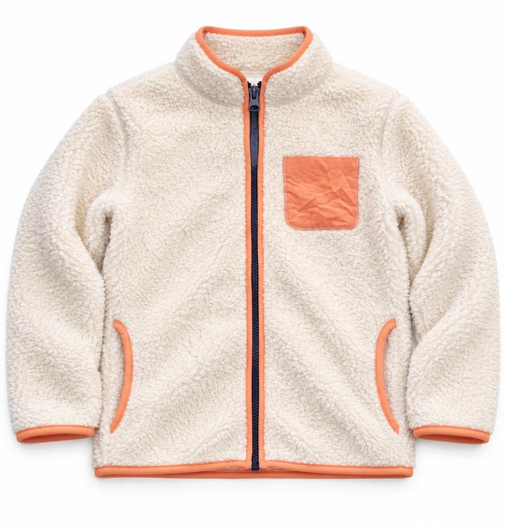 Cat & Jack Ivory Sherpa Fleece Jacket with Peach Trim