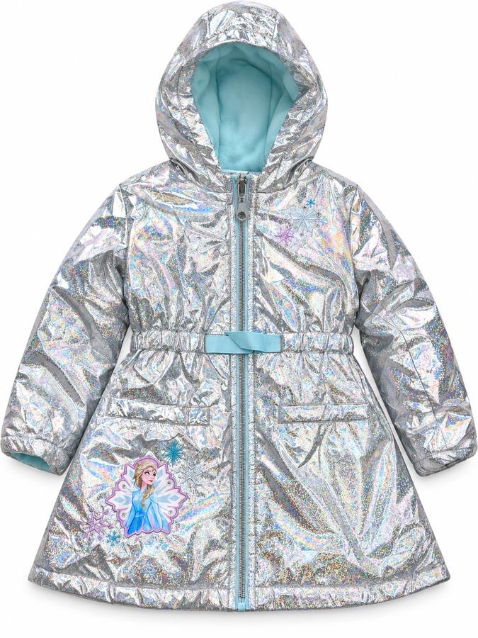 Girls’ Silver Glitter Jacket with Aqua Fleece Lining