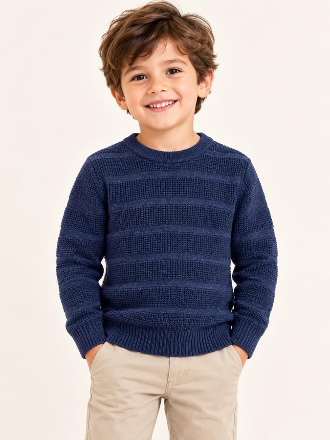 Cat & Jack Boys’ Navy Textured Knit Sweater, photo 2