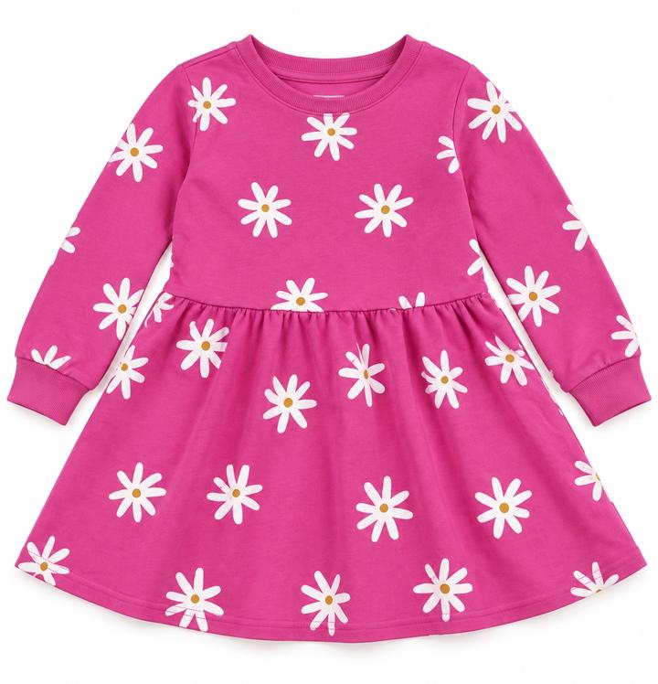 Cat & Jack Girls’ Pink Daisy-Print Sweatshirt Dress