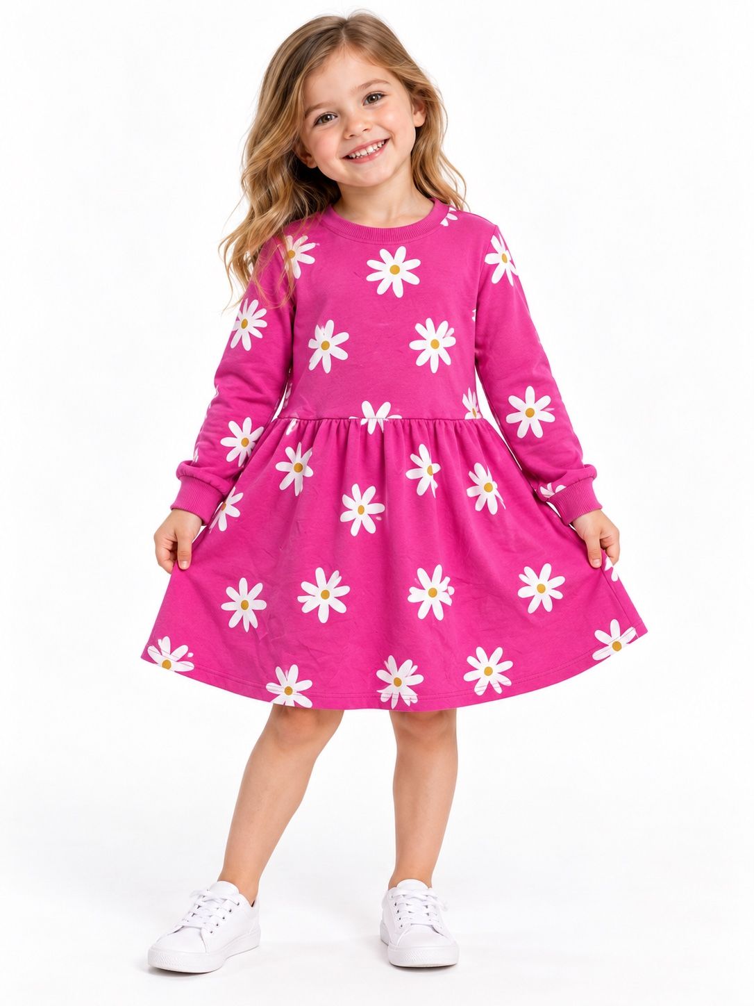 Cat & Jack Girls’ Pink Daisy-Print Sweatshirt Dress, photo 2