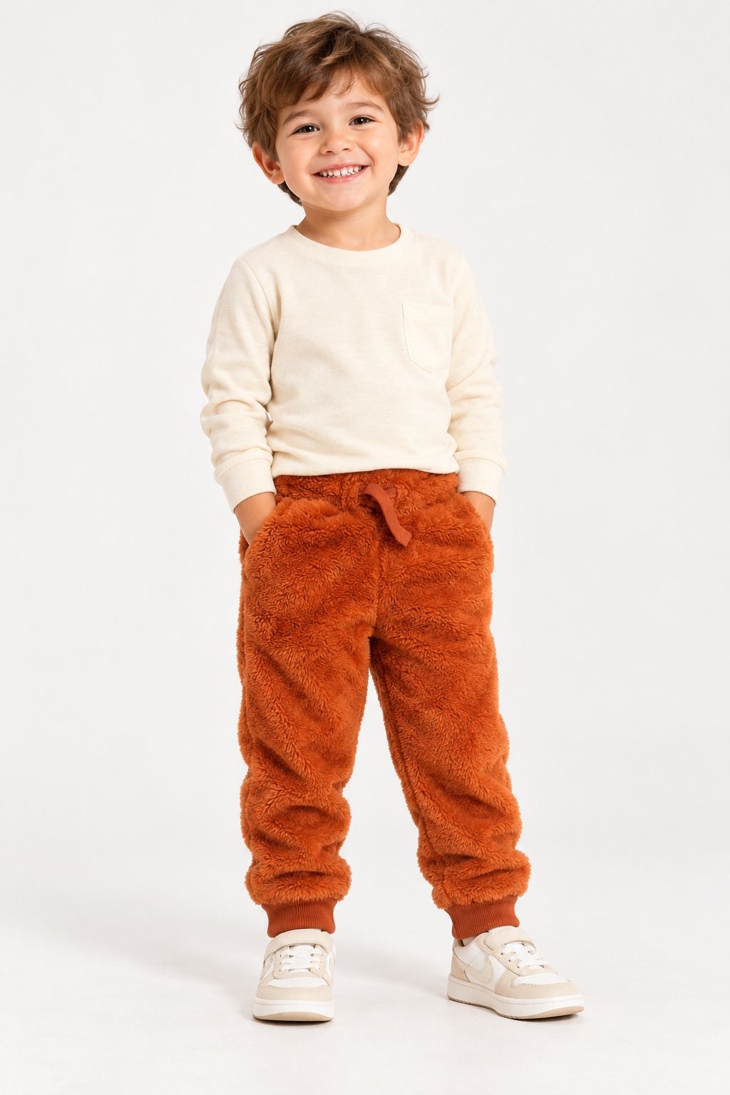 Cat & Jack Rust Orange Plush Fleece Jogger Pants, photo 2
