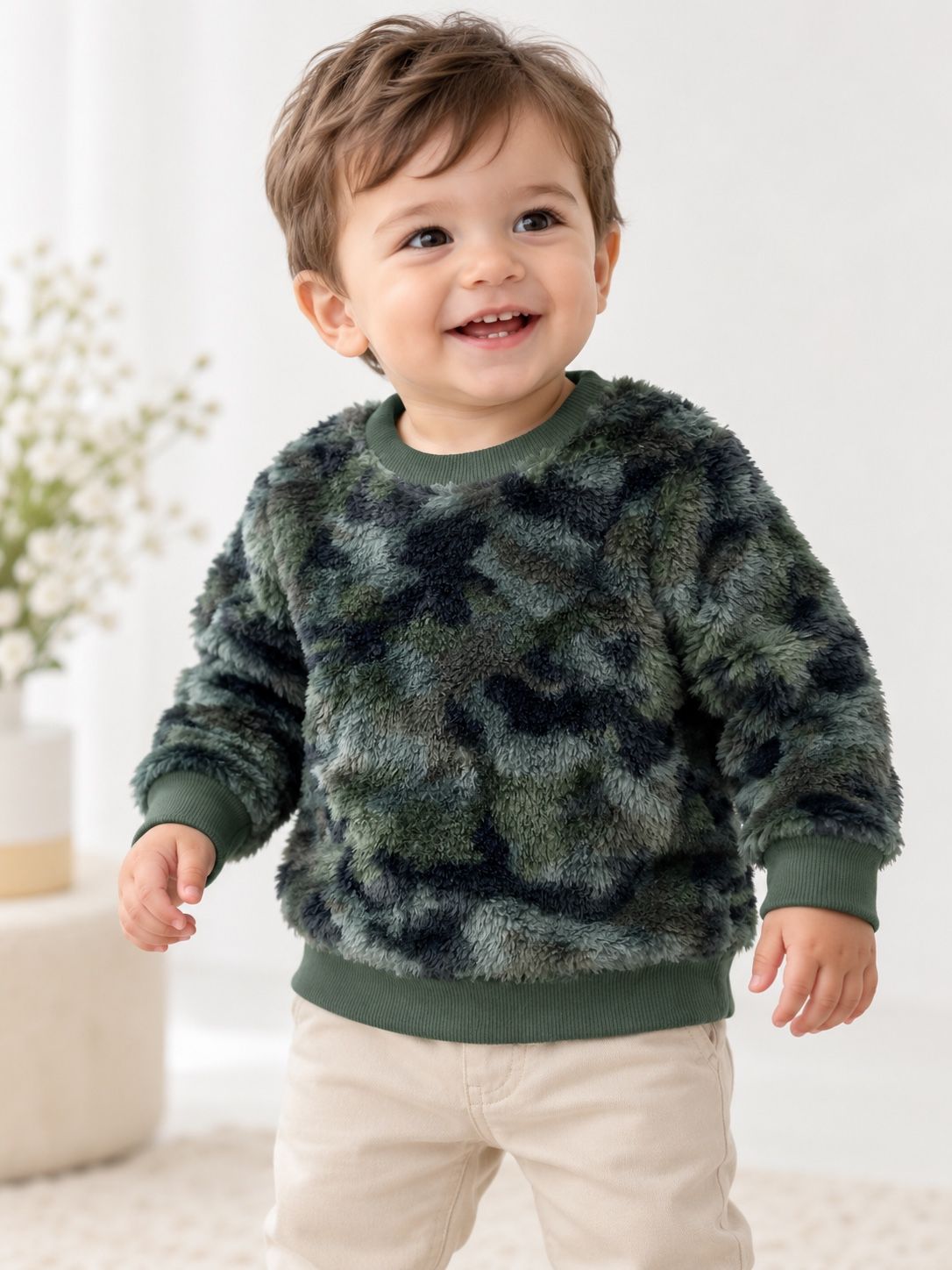 Cat & Jack Toddler Camouflage Faux-Fur Sweatshirt, photo 2