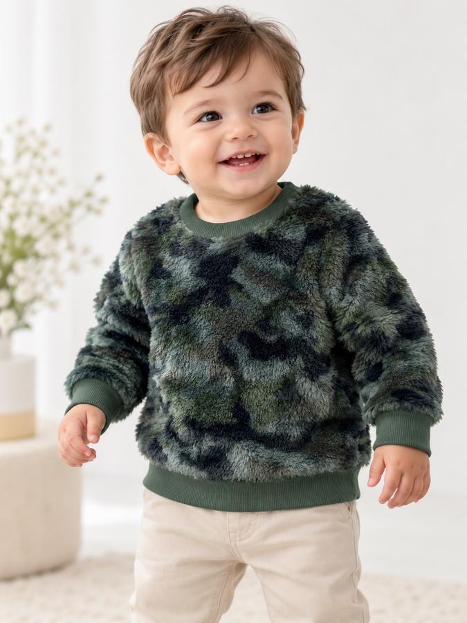 Cat & Jack Toddler Camouflage Faux-Fur Sweatshirt, photo 2