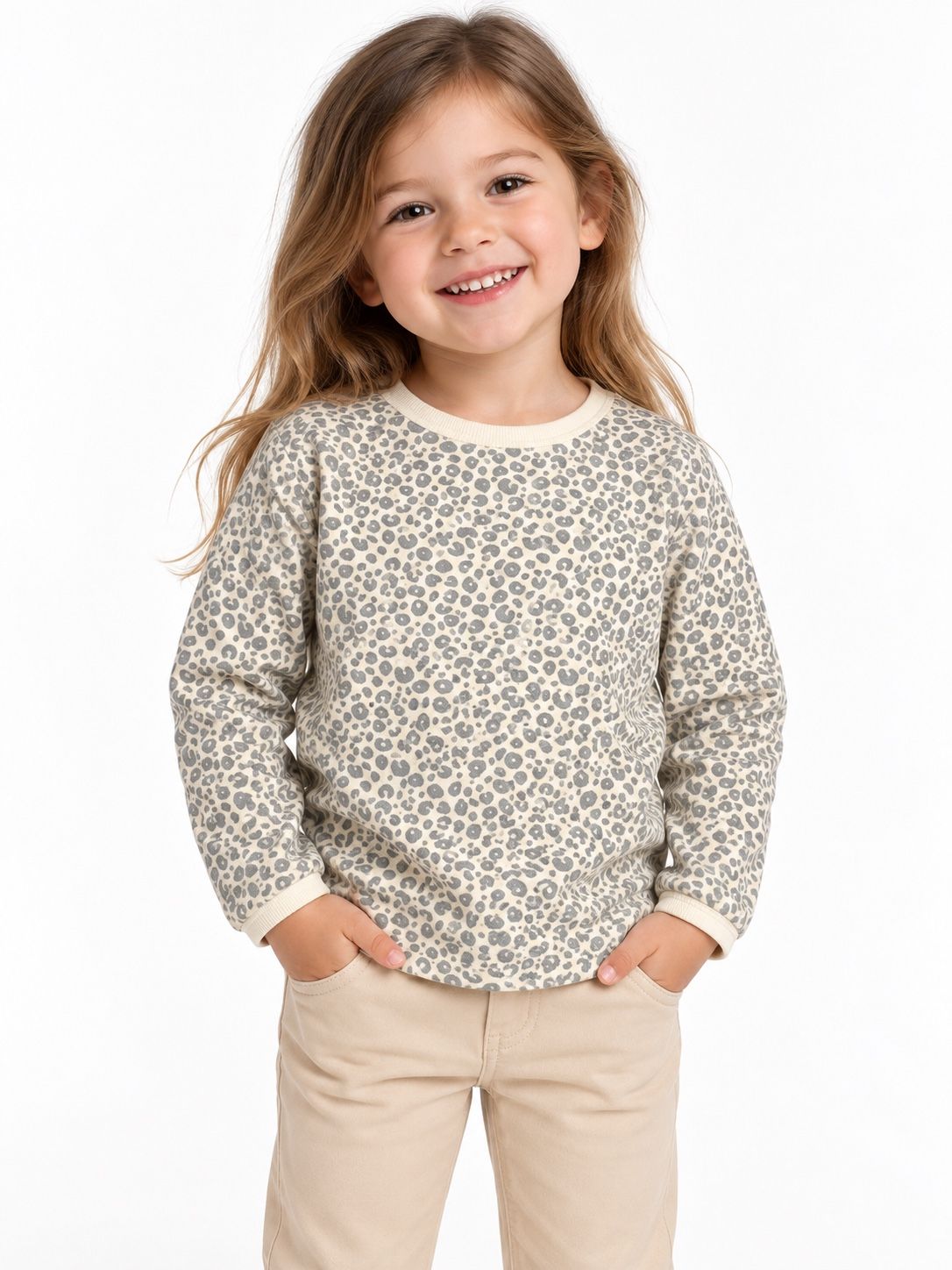 Cat & Jack Girls’ Gray Leopard Print Sweatshirt