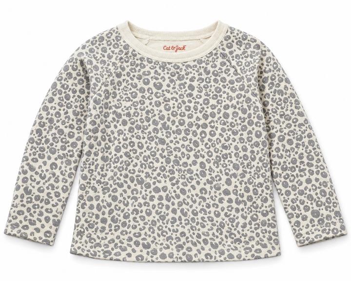 Cat & Jack Girls’ Gray Leopard Print Sweatshirt, photo 2