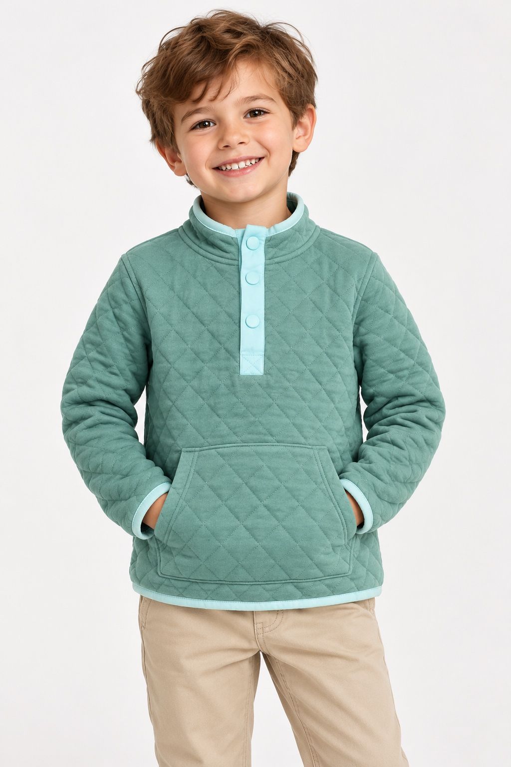 Cat & Jack Sage Green Quilted Pullover Sweatshirt, photo 2