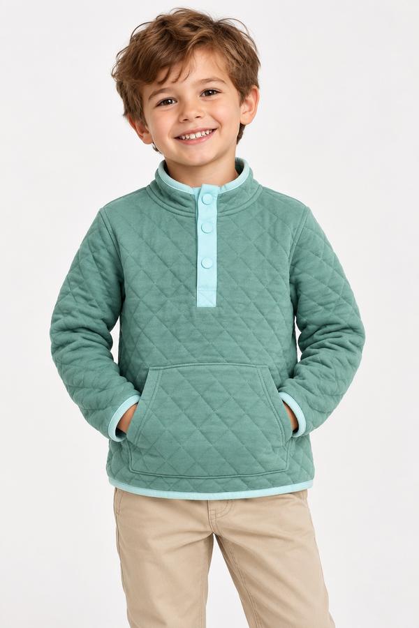 Cat & Jack Sage Green Quilted Pullover Sweatshirt, photo 2