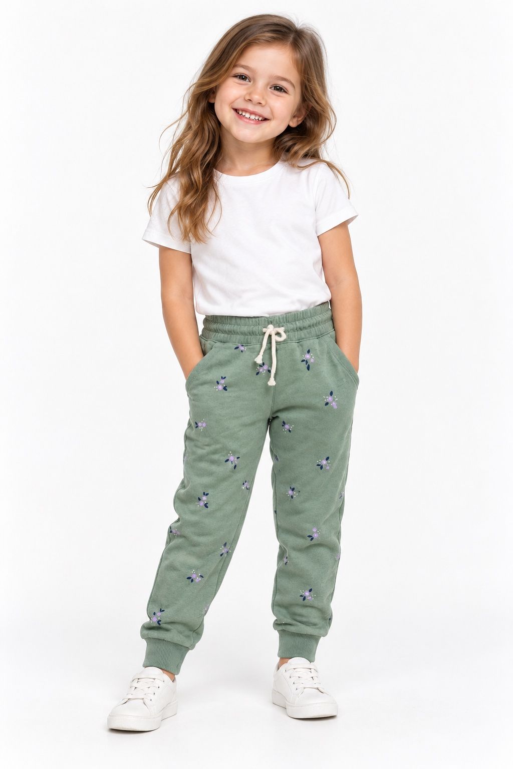 Cat & Jack Girls’ Sage Green Floral Jogger Pants, photo 2