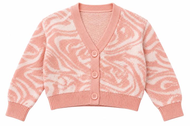 art class Girls’ Pink & Cream Printed Knit Cardigan
