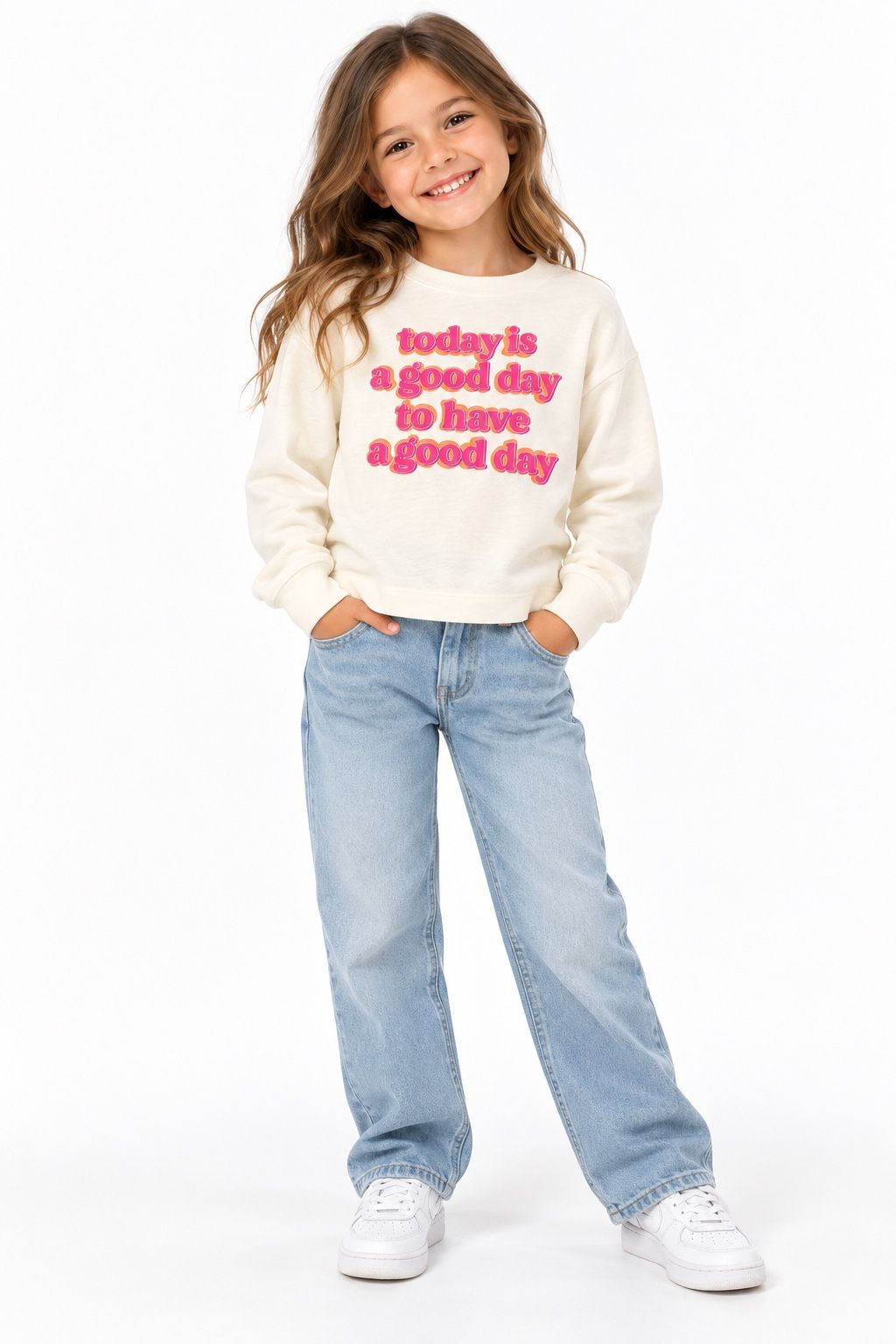Girls’ Ivory “Today Is a Good Day” Sweatshirt, photo 2